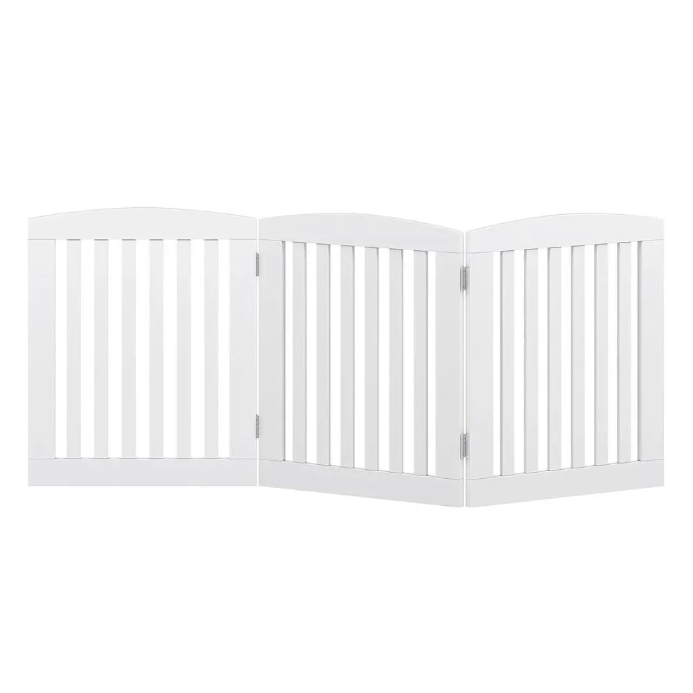 PAWLAND Wooden Freestanding Foldable Pet Gate for Dogs, 24 inch 3 Panels
